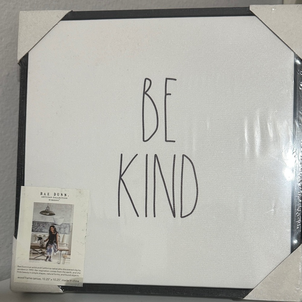 Rae Dunn Minimalist Black and White 'Be Kind' Canvas